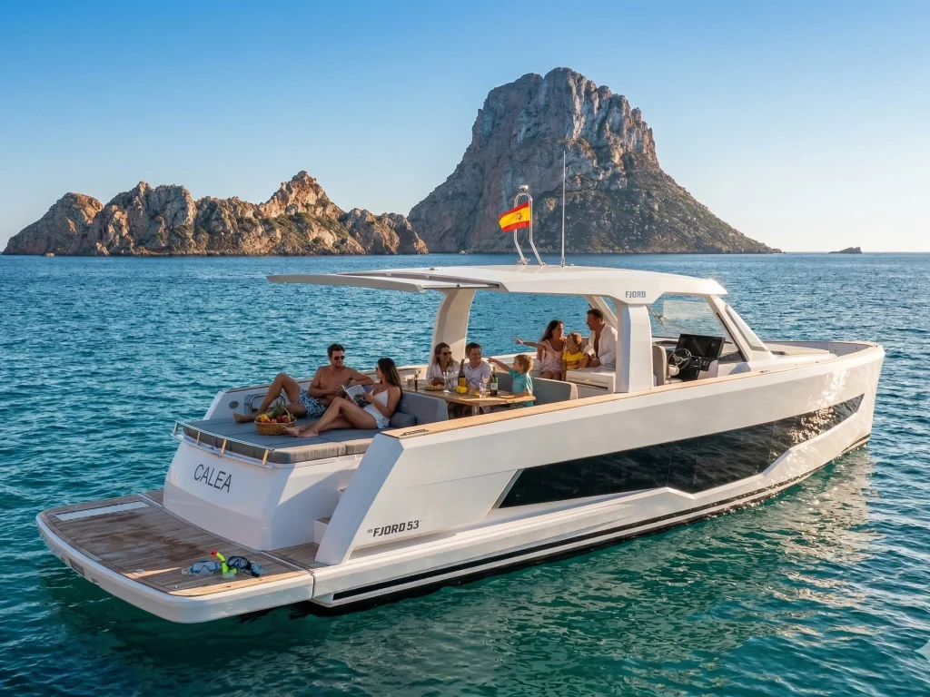 Fjord 53 XL Yacht Charter in Ibiza: Bold Design and Ultimate Open-Deck Luxury