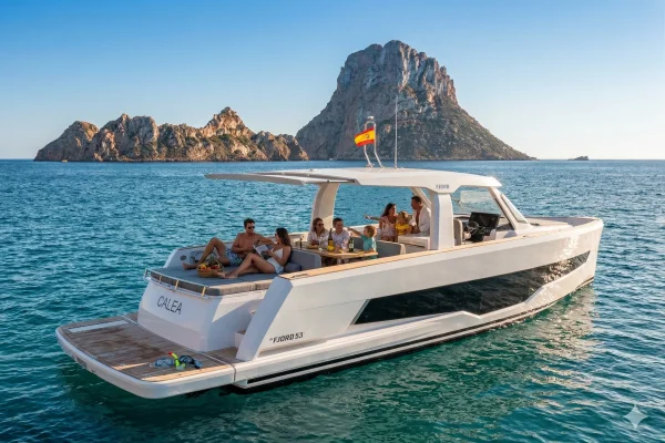 Fjord 53 XL Yacht Charter in Ibiza: Bold Design and Ultimate Open-Deck Luxury